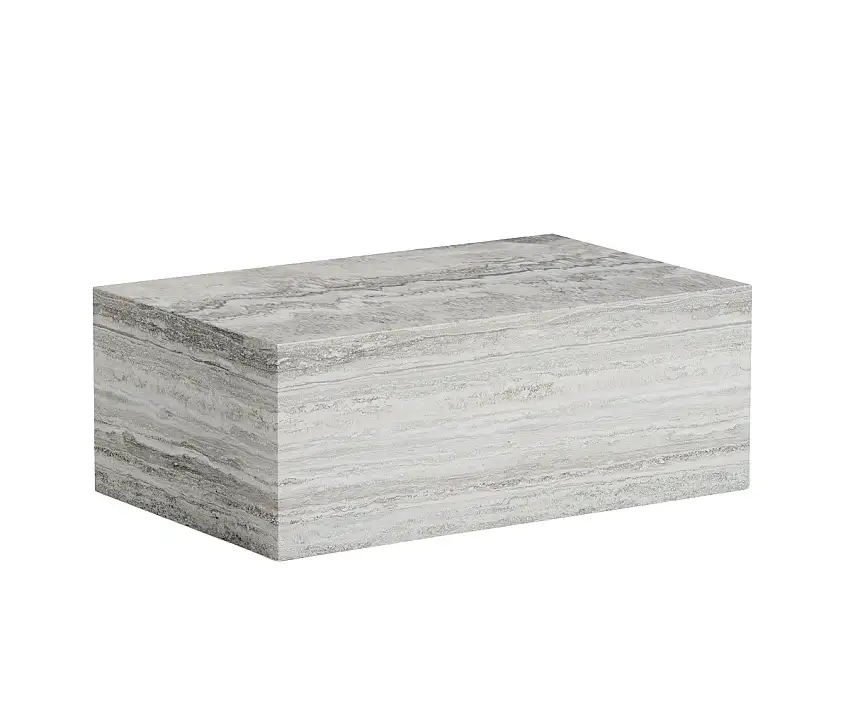 Norr11 - Cubism Couchtisch, large, travertin silber