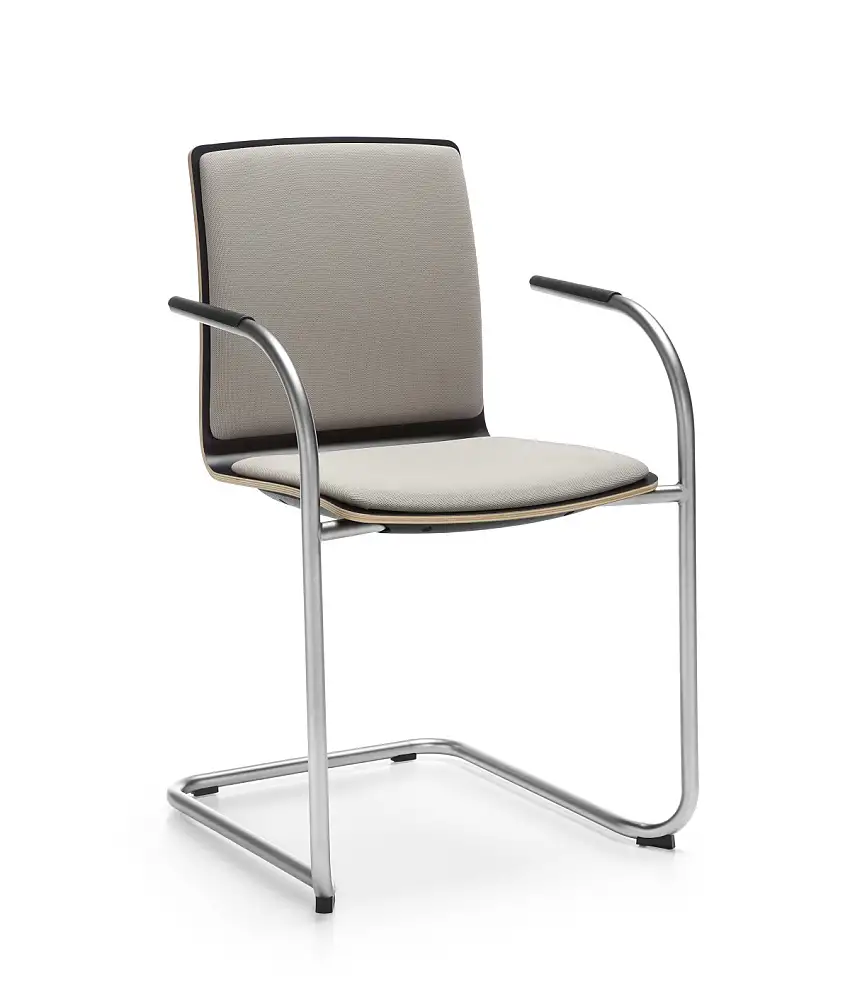 Profim - Com K32V1 Stuhl, Freischwinger, Schale aus Schichtholz, Sitz und Rücken gepolstert