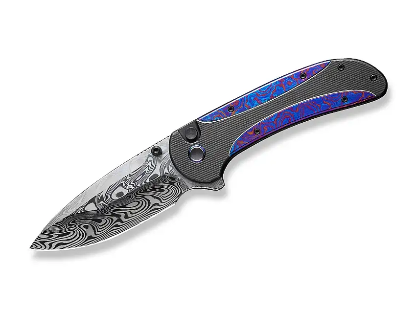 WE Knife Zizzit Titanium Black Timascus Damascus