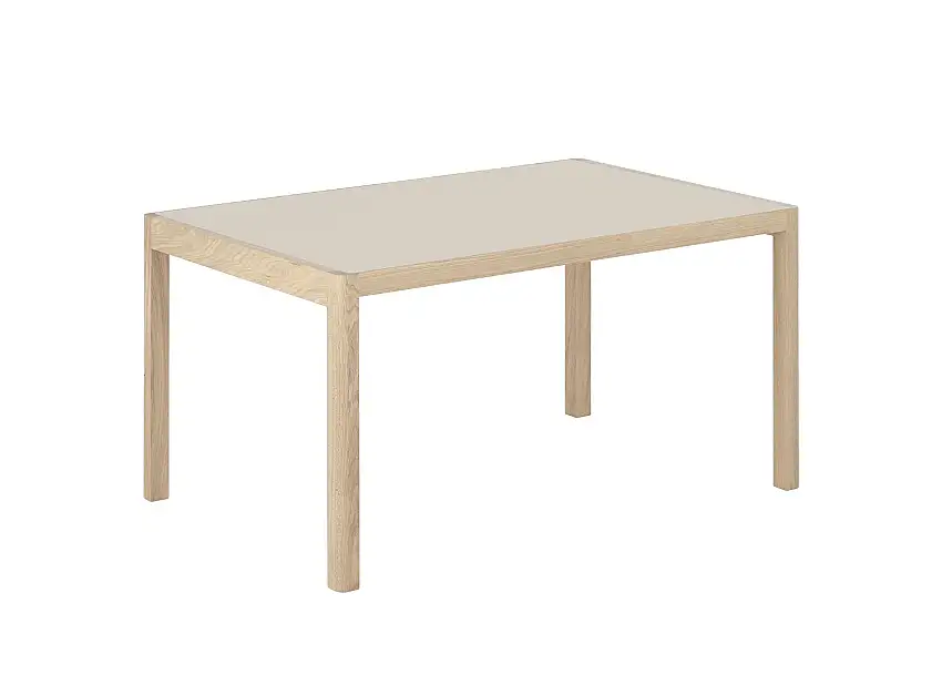 Muuto - Workshop Tisch, 140 x 92 cm, warm grey linoleum / eiche natur