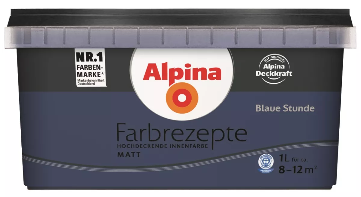 Alpina Innenfarbe Wandfarbe Farbrezepte Blaue Stunde matt (früher Blaues Blut) 1 L