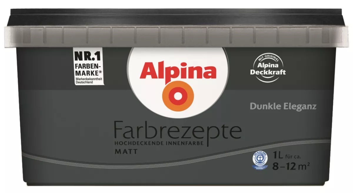 Alpina Innenfarbe Wandfarbe Farbrezepte Dunkle Eleganz matt (früher Graue Eminenz) 1 L