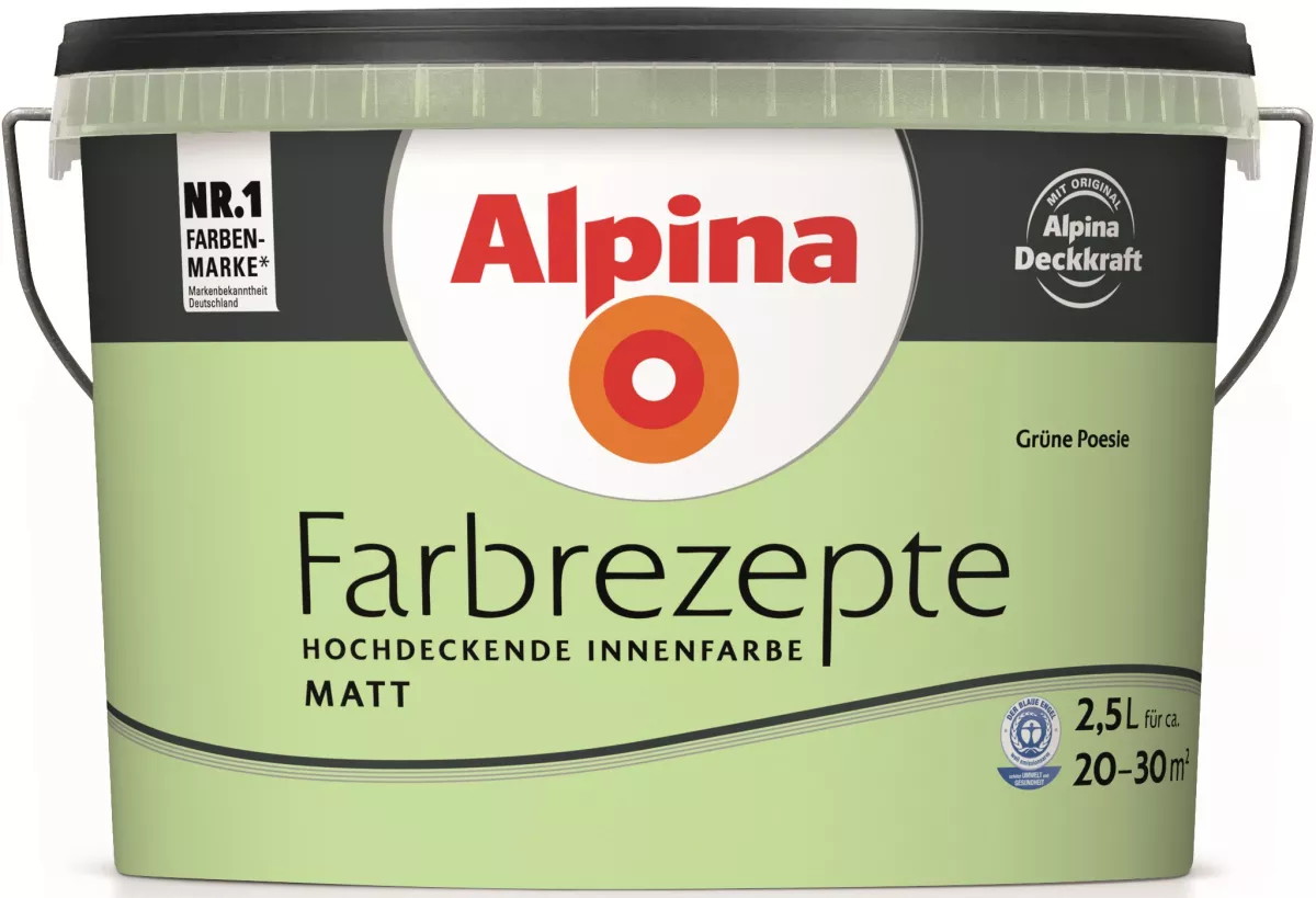 Alpina Innenfarbe Wandfarbe Farbrezepte Grüne Poesie matt (früher Lecker Limette) 2,5 L