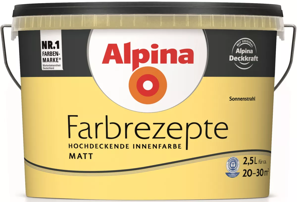 Alpina Innenfarbe Wandfarbe Farbrezepte Sonnenstrahl matt (früher Sommerkuss) 2,5 L