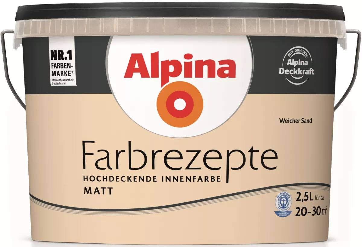 Alpina Innenfarbe Wandfarbe Farbrezepte Weicher Sand matt (früher Nordseestrand) 2,5L
