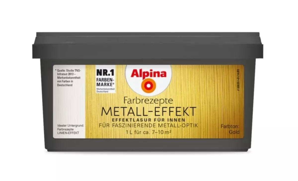 Alpina Innenfarbe Wandfarbe Metall-Effekt Gold (früher Metall-Accent Gold) 1 L