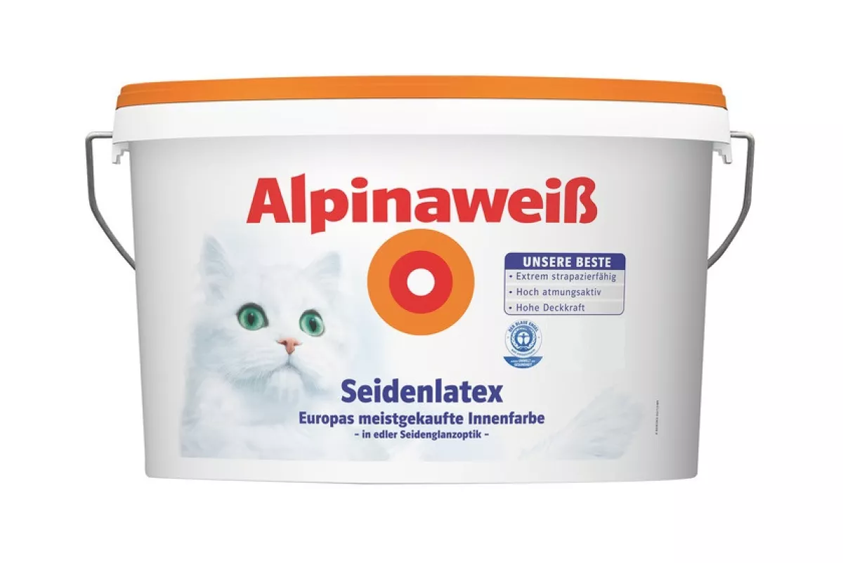 Alpina Innenfarbe Wandfarbe Seidenlatex weiß 1 L seidenglanzoptik