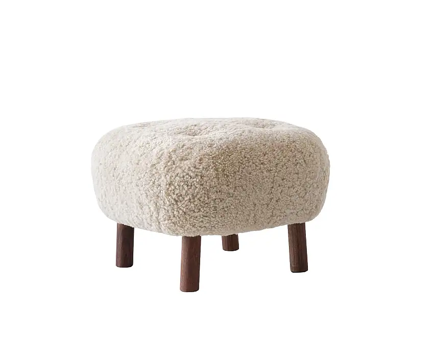 &Tradition - ATD1 Pouf, walnuss geölt / sheepskin moonlight
