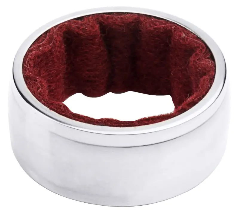Tropfenfänger für Flaschen, verchromter Messing, Filzeinlage, B: 2 cm, D: 4 cm