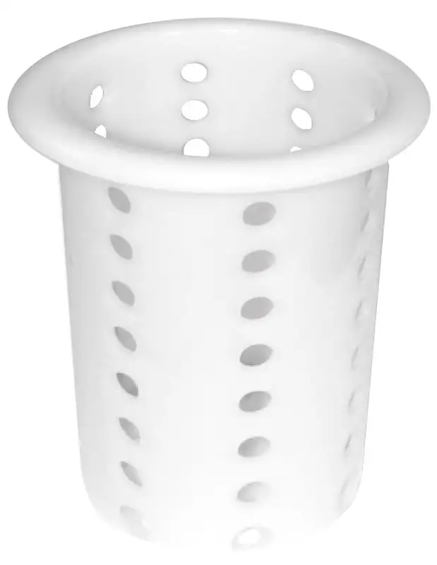 Besteckköcher, perforiert, PE, weiss, D: 12 cm, H: 13,5 cm