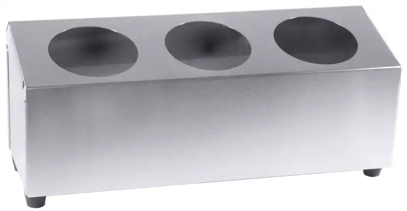 Besteckbehälter, einreihig, für 3 Besteckköcher, Edelstahl, 42,5 x 15 x 15 cm