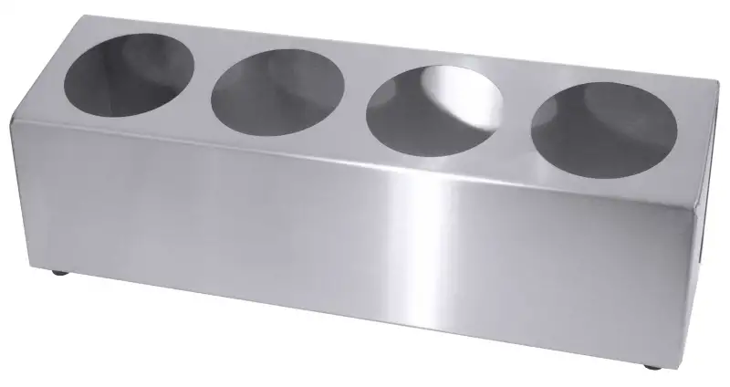 Besteckbehälter, einreihig, für 4 Besteckköcher, Edelstahl, 56,5 x 15 x 15 cm