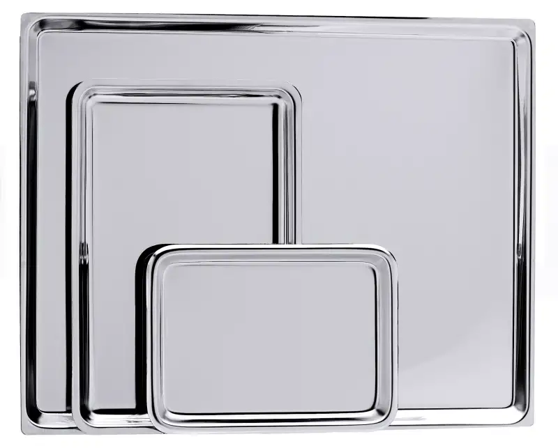 Auslagetablett, rechteckig, glatter Rand, Edelstahl, 21,5 x 15,5 x 1,8 cm