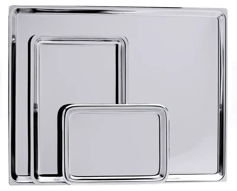 Auslagetablett, rechteckig, glatter Rand, Edelstahl, 29,5 x 19,5 x 2 cm