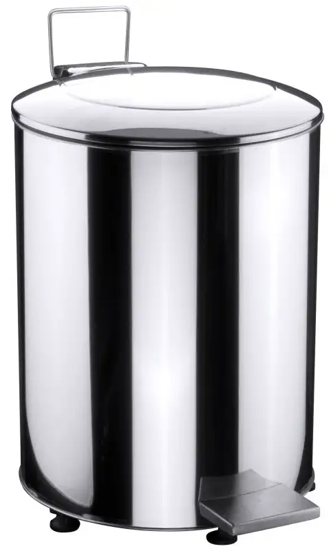 Tretabfallbehälter mit Deckel, 4 Gummifüße, Edelstahl, I: 70 ltr., D: 40 cm, H: 70 cm