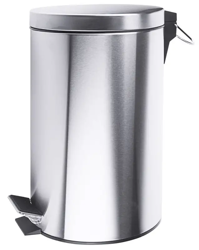 Tretabfalleimer, schwarzer Kunststoffeinsatz, Edelstahl, I: 5 ltr., D: 20 cm, H: 32 cm