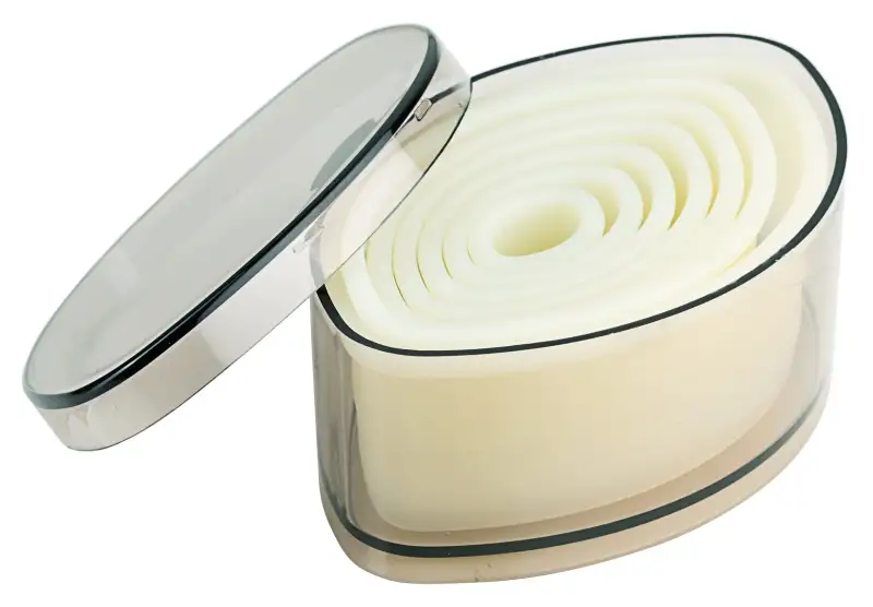 Ausstechersatz Zweieck, 7 Teile, helles Polyamid, D: 20 x 10 - 110 x 65 mm, H: 35 mm