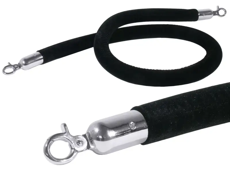 Absperrseil, samtummantelt, schwarz, D: 3 cm, L: 150 cm