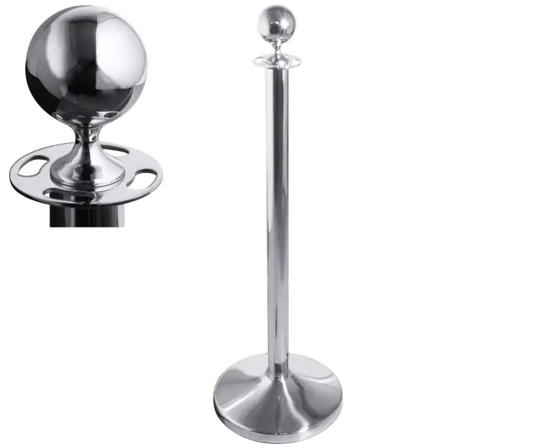 Absperrpfosten, mit Kugel als Abschluss, Edelstahl, D: 8 cm, H: 100 cm