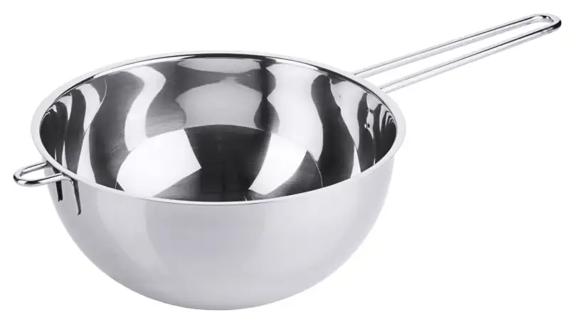 Wasserbadschüssel, mit Drahtgriff, EdSt., I: 2 ltr., D: 20 cm, H: 10 cm, Stiel: 20 cm