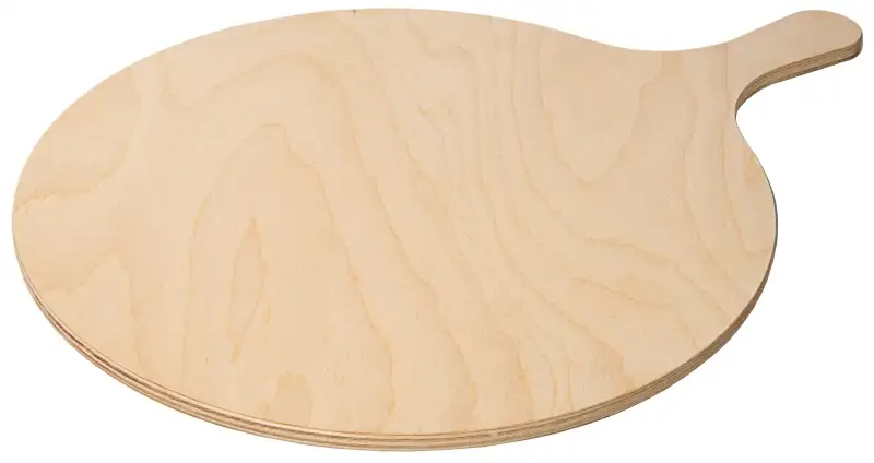 Flammkuchenbrett, rund, mit Griff, Birkenholz, D: 32 cm, L: 43 cm