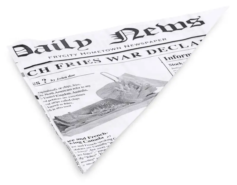 Pommes frites-Tüte, Wachspapier, Motiv Zeitung, 1000 Blatt, 25,5 x 18 cm