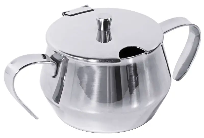 Zuckerdose mit Scharnierdeckel, seitliche Griffe, Edelstahl, I: 0,3 ltr., H: 8 cm