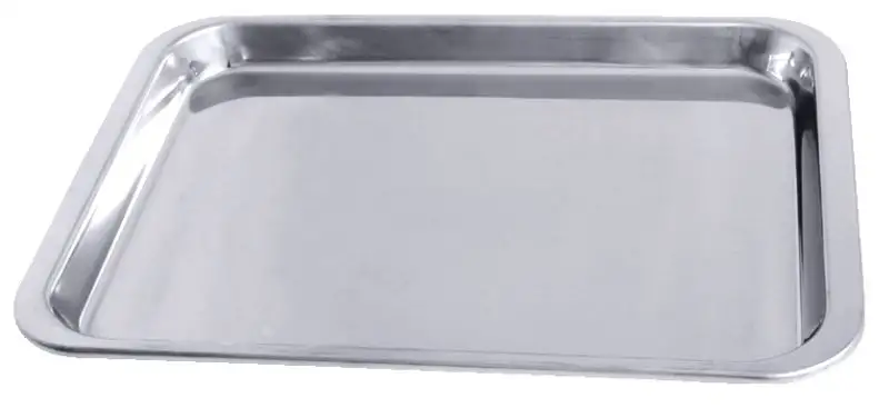 Auslagetablett, rechteckig, gebogener Rand, Edelstahl, 28,5 x 18,5 x 1,7 cm