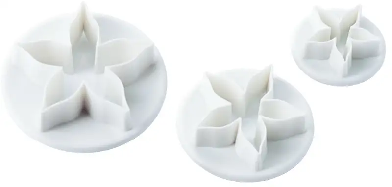 Fondantausstecher Sternfrucht, 3 Teile, weißes PP, D: 3/4,2/5 cm