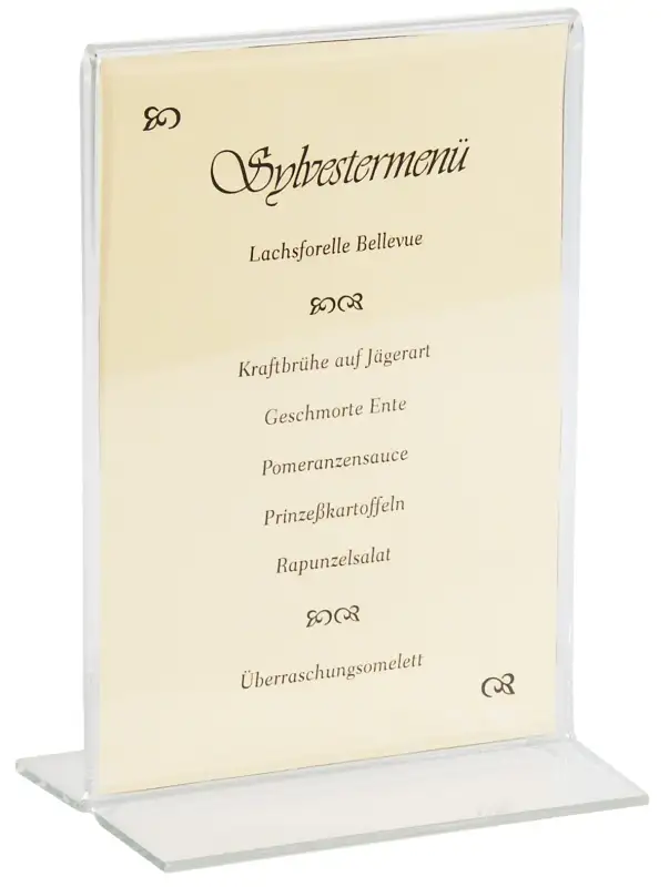 Aufsteller, dickes Acrylglas, DIN A6, B: 10,2 cm, H: 15,2 cm