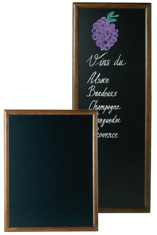 Wandkreidetafel, PVC Kunststoff, Buchenholz, dunkelbraun, 80 x 60 cm