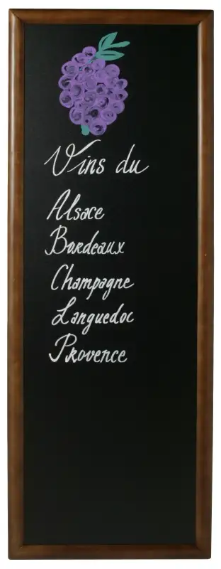 Wandkreidetafel, PVC Kunststoff, Buchenholz, dunkelbraun, 120 x 56 cm