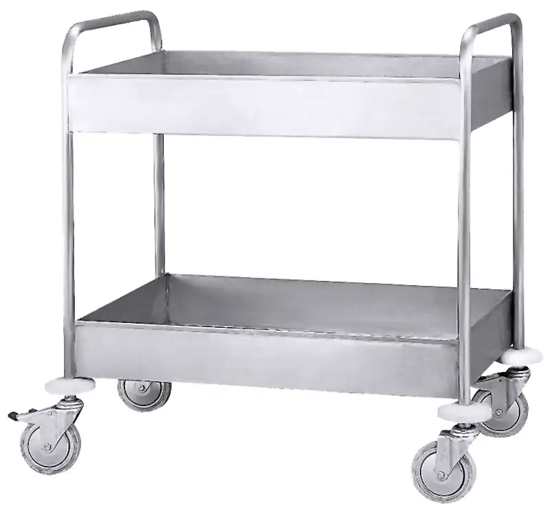 Abräumwagen für Geschirr, zwei hohe Ablagen, Edelstahl, 80 x 55 x 92 cm