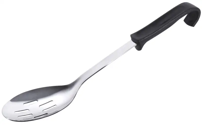 Servierlöffel perforiert, Buffet Noir, EdSt., schwarzer PA-Griff, 6 x 10 cm, L: 31 cm