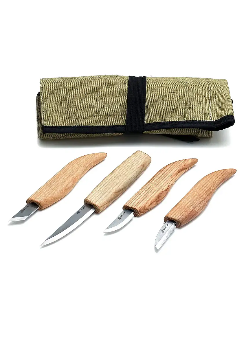BeaverCraft Basic Set mit 4 Messern (4 Messer in der Rolle), BeaverCraft
