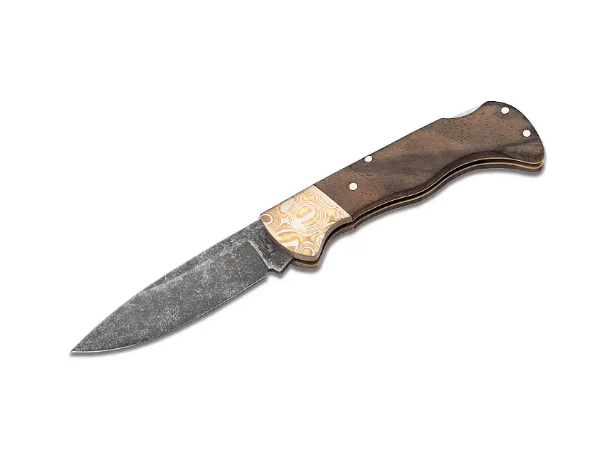 Folding Hunter Mokume Walnuss Black Stonewash