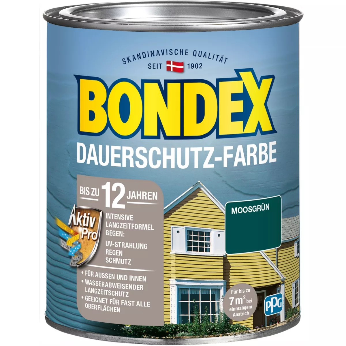Bondex Dauerschutz-Farbe Wetterschutzfarbe Holzfarbe 0,75 L Moosgrün