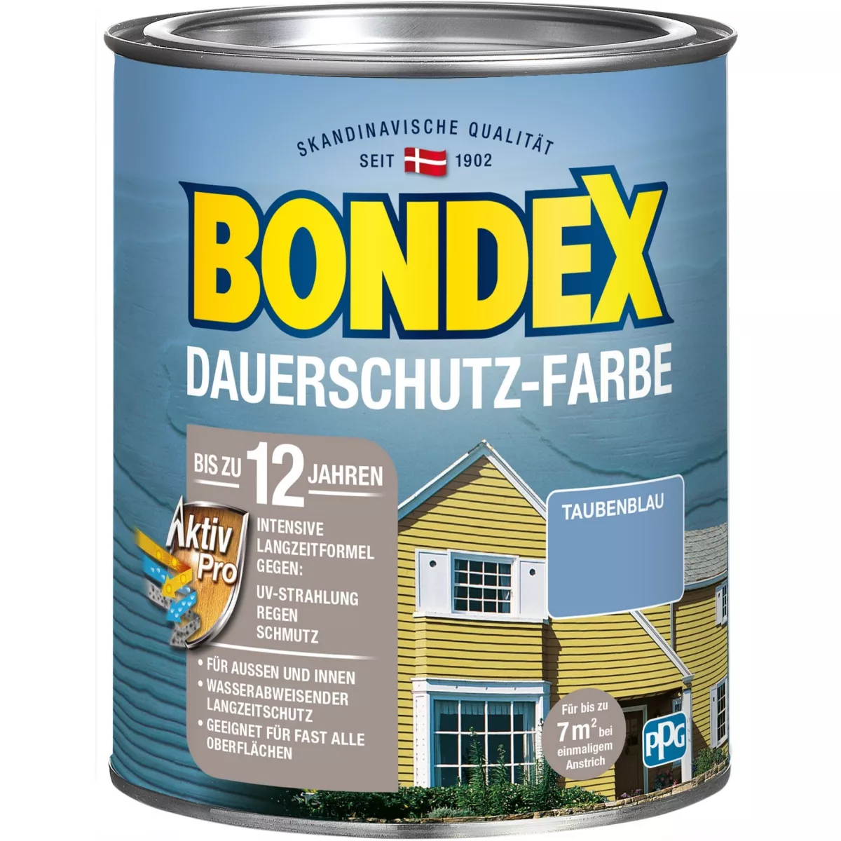 Bondex Dauerschutz-Farbe Wetterschutzfarbe Holzfarbe 0,75 L Taubenblau