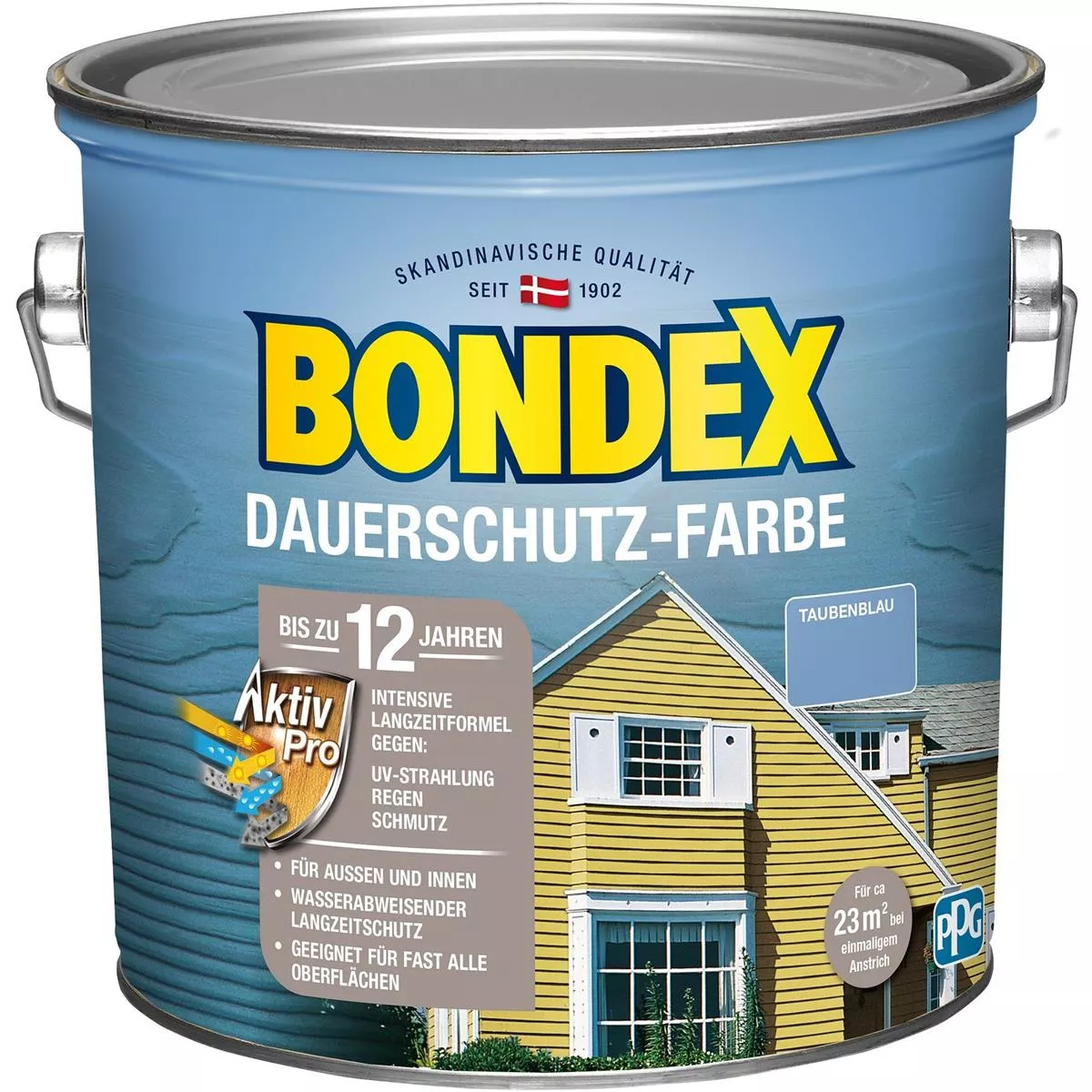 Bondex Dauerschutz-Farbe Wetterschutzfarbe Holzfarbe 2,5 L Taubenblau
