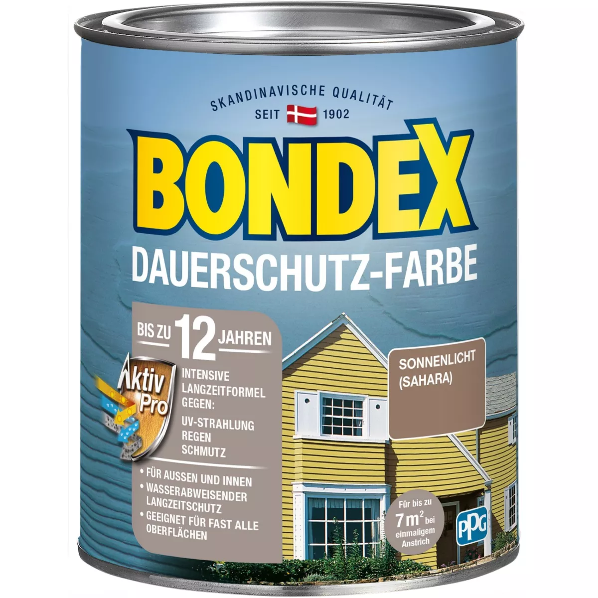Bondex Dauerschutz-Farbe Wetterschutzfarbe Holzfarbe 0,75 L Sahara / Sonnenlicht