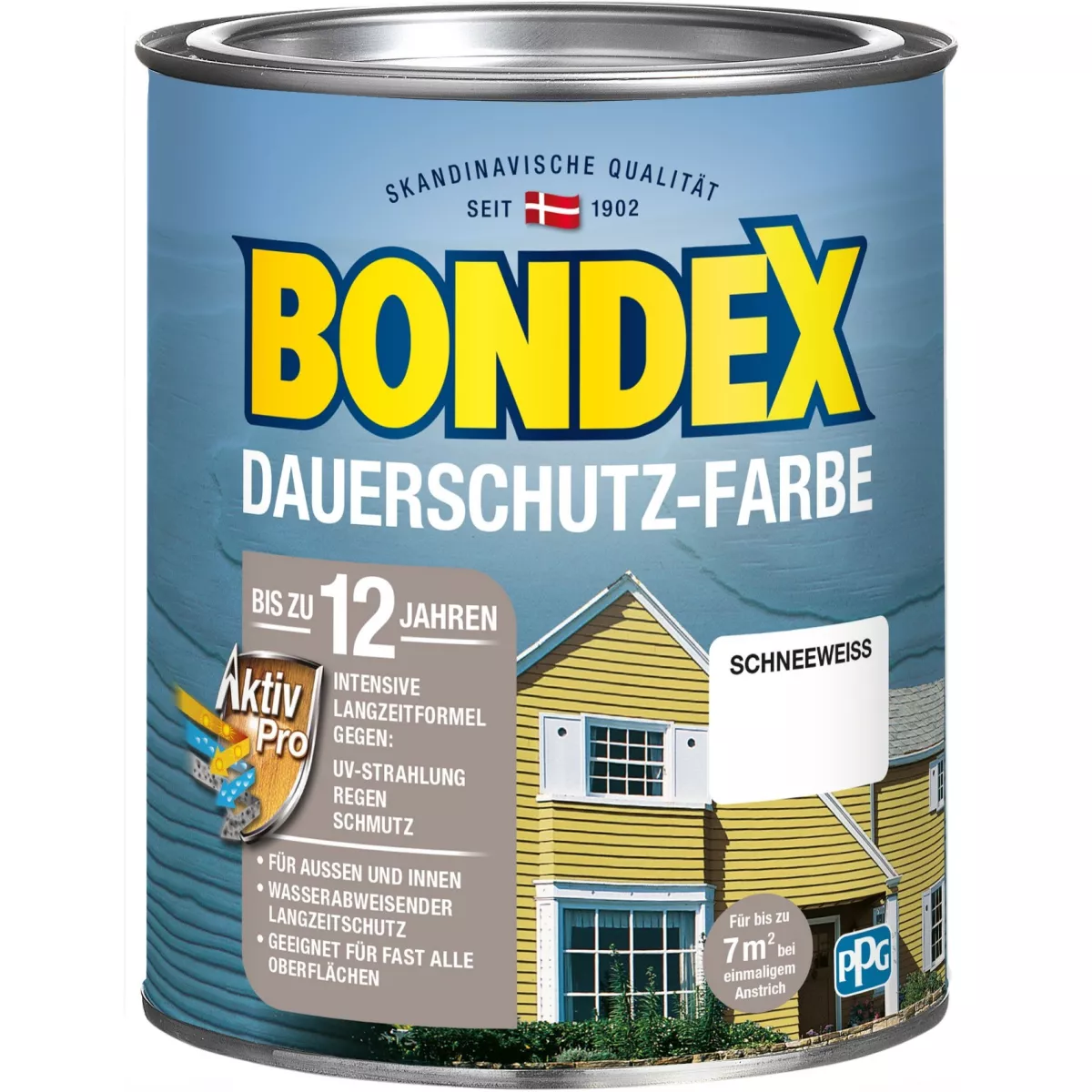 Bondex Dauerschutz-Farbe Wetterschutzfarbe Holzfarbe 0,75 L Schneeweiss
