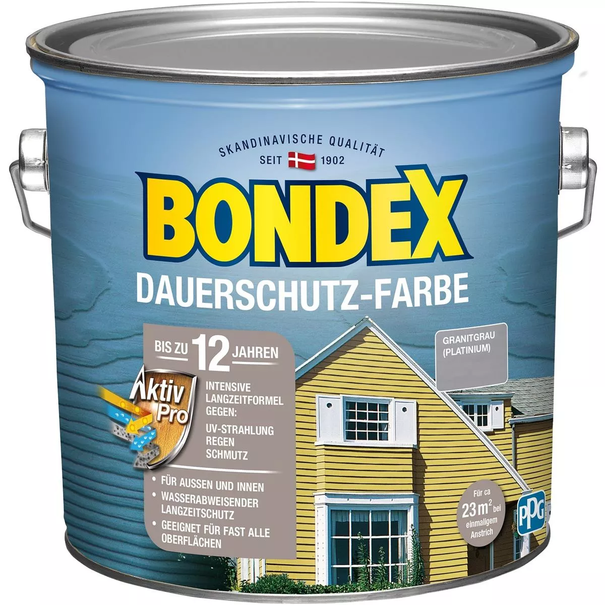 Bondex Dauerschutz-Farbe Wetterschutzfarbe Holzfarbe 2,5 L Platinum / Granitgrau