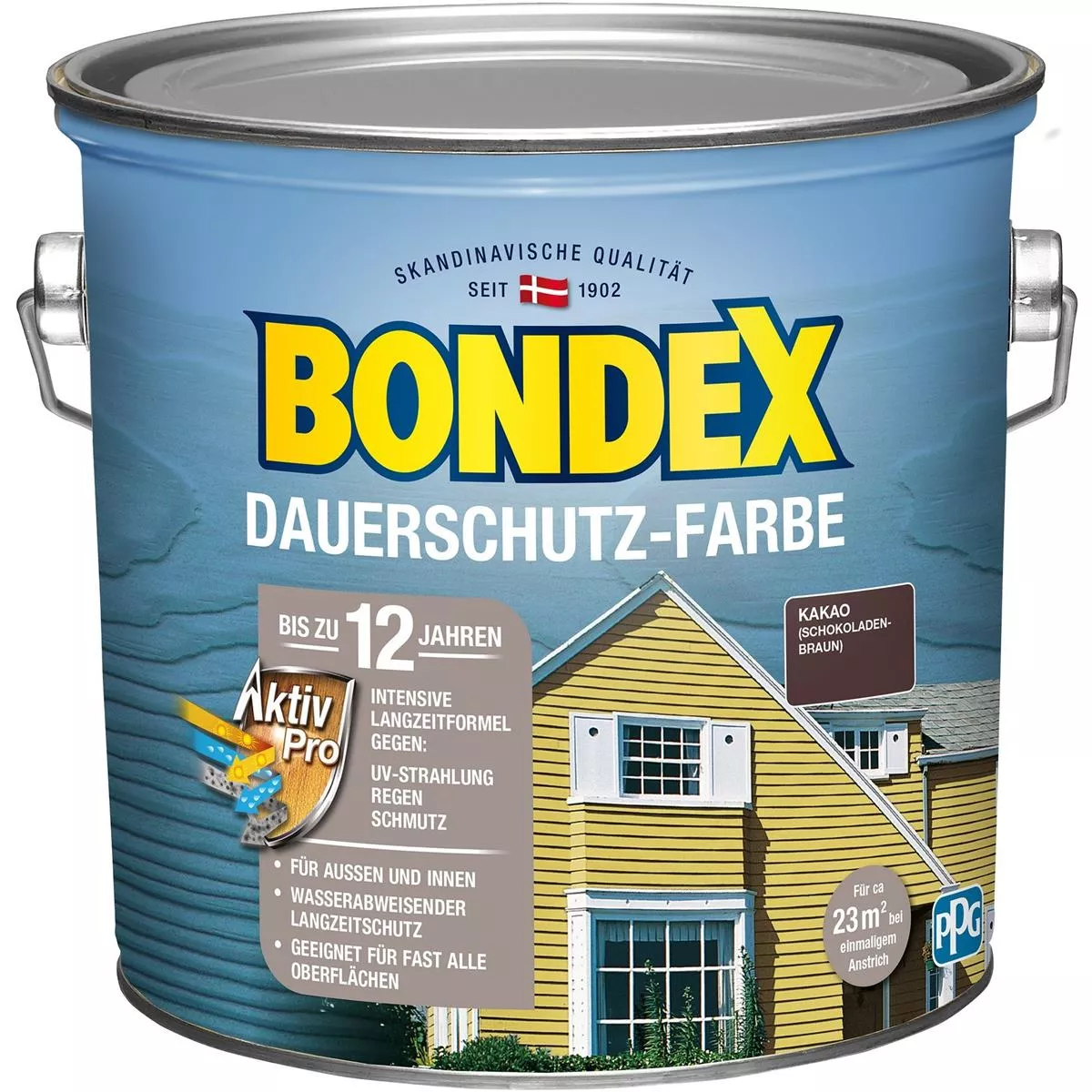 Bondex Dauerschutz-Farbe Wetterschutzfarbe Holzfarbe 2,5 L Schokoladenbraun / Kakao