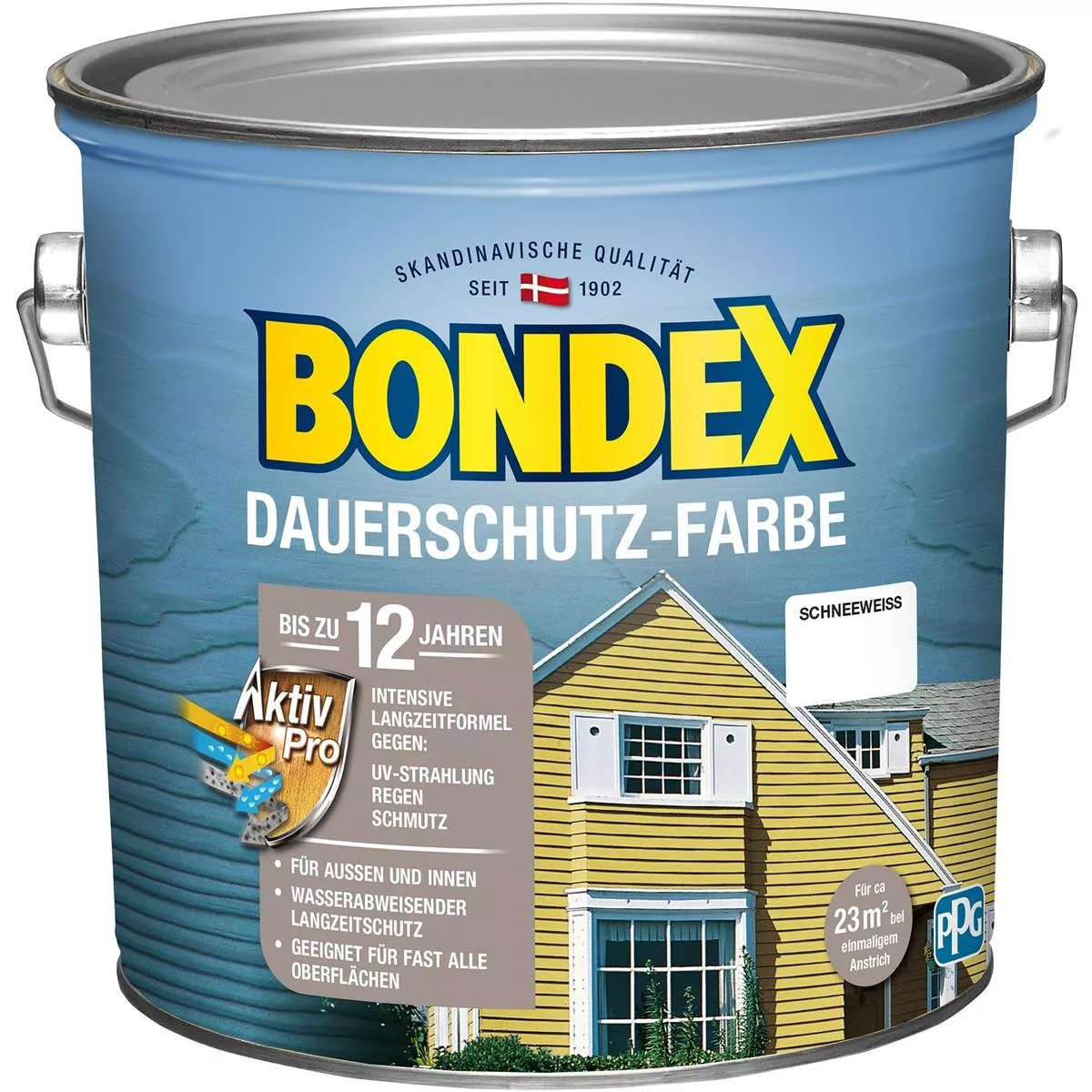Bondex Dauerschutz-Farbe Wetterschutzfarbe Holzfarbe 2,5 L Schneeweiß