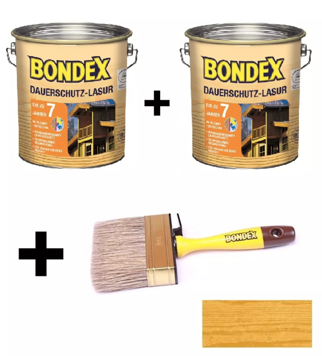 BONDEX Dauerschutz-Lasur 2 x 4 L Eiche hell + Pinsel