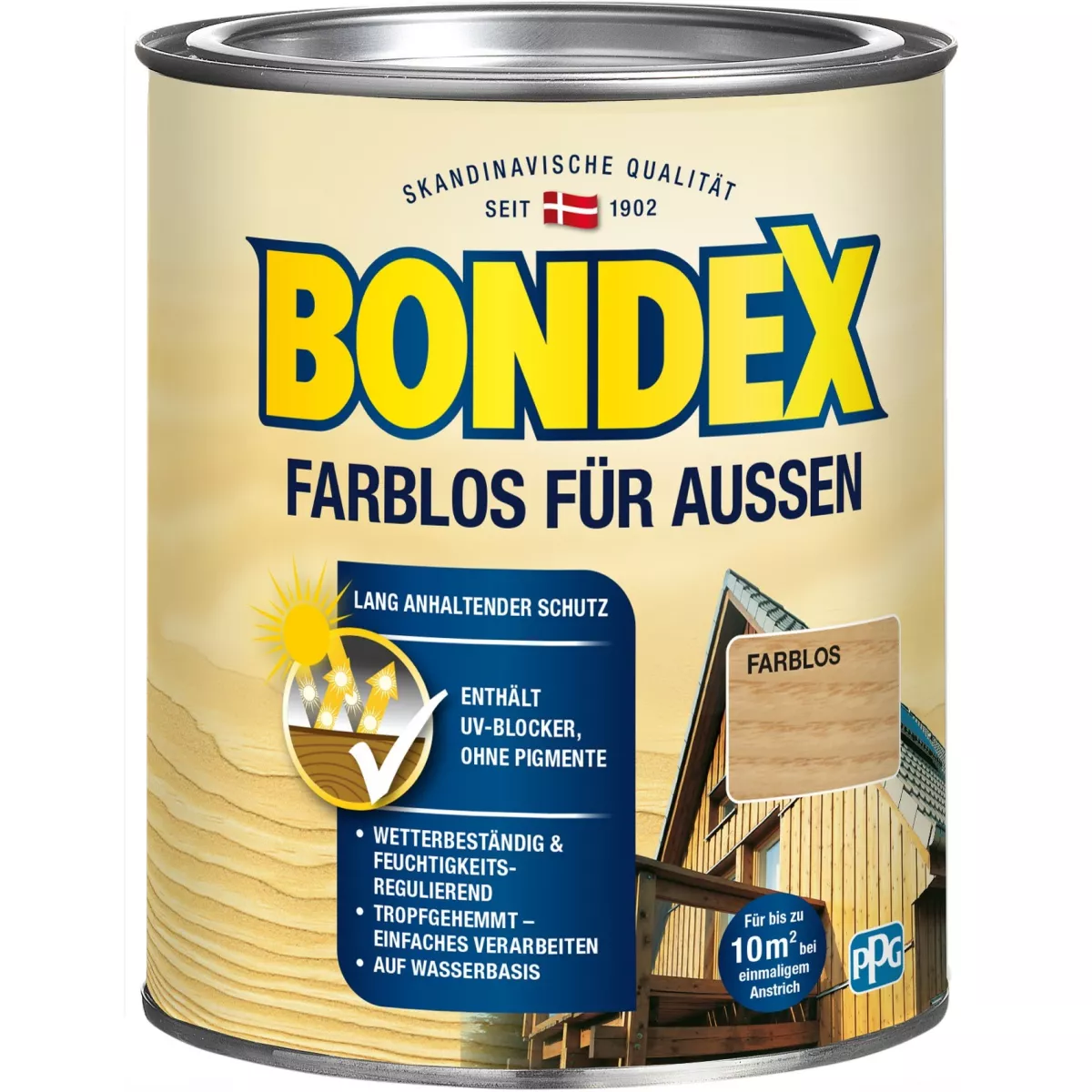 BONDEX Farblos für Außen Lasur Wetterschutz Seidenglänzend 0,75 L farblos