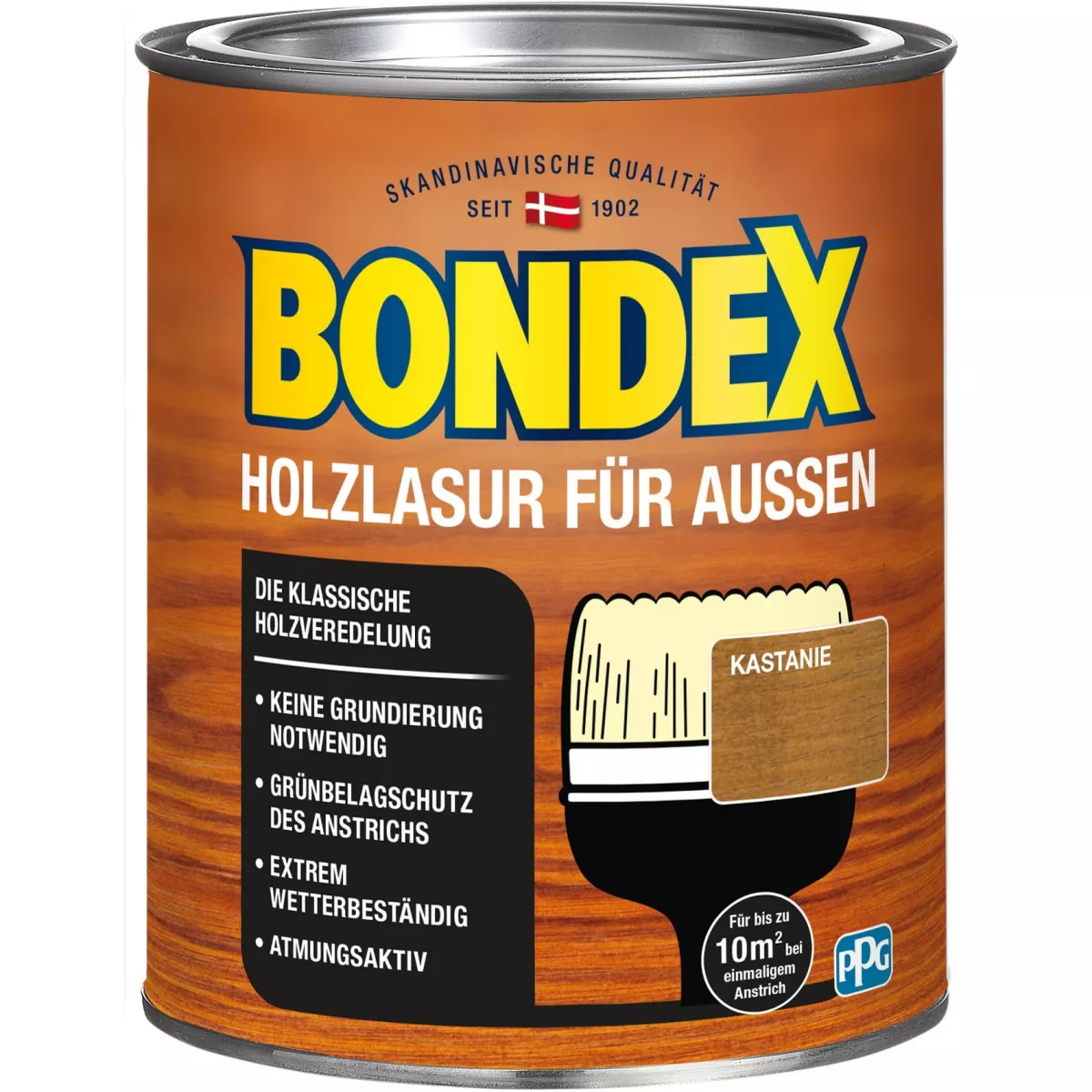 BONDEX Holzlasur für Außen Wetterschutz Holzschutzlasur 750 ml Kastanie