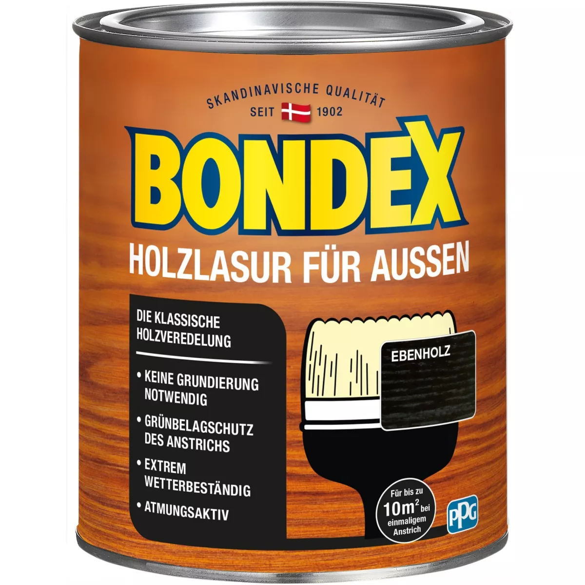 BONDEX Holzlasur für Außen Wetterschutz Holzschutzlasur 750 ml Ebenholz