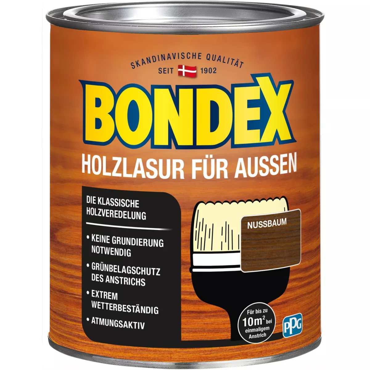 BONDEX Holzlasur für Außen Wetterschutz Holzschutzlasur 750 ml Nussbaum