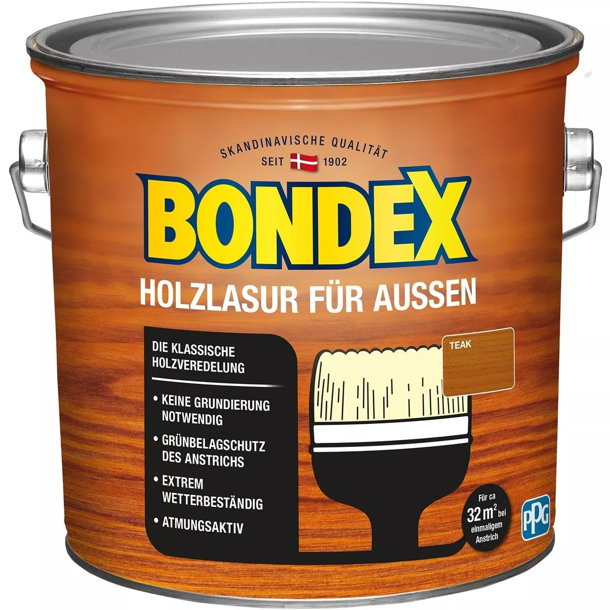 BONDEX Holzlasur für Außen Wetterschutz Holzschutzlasur 2,5 L Teak